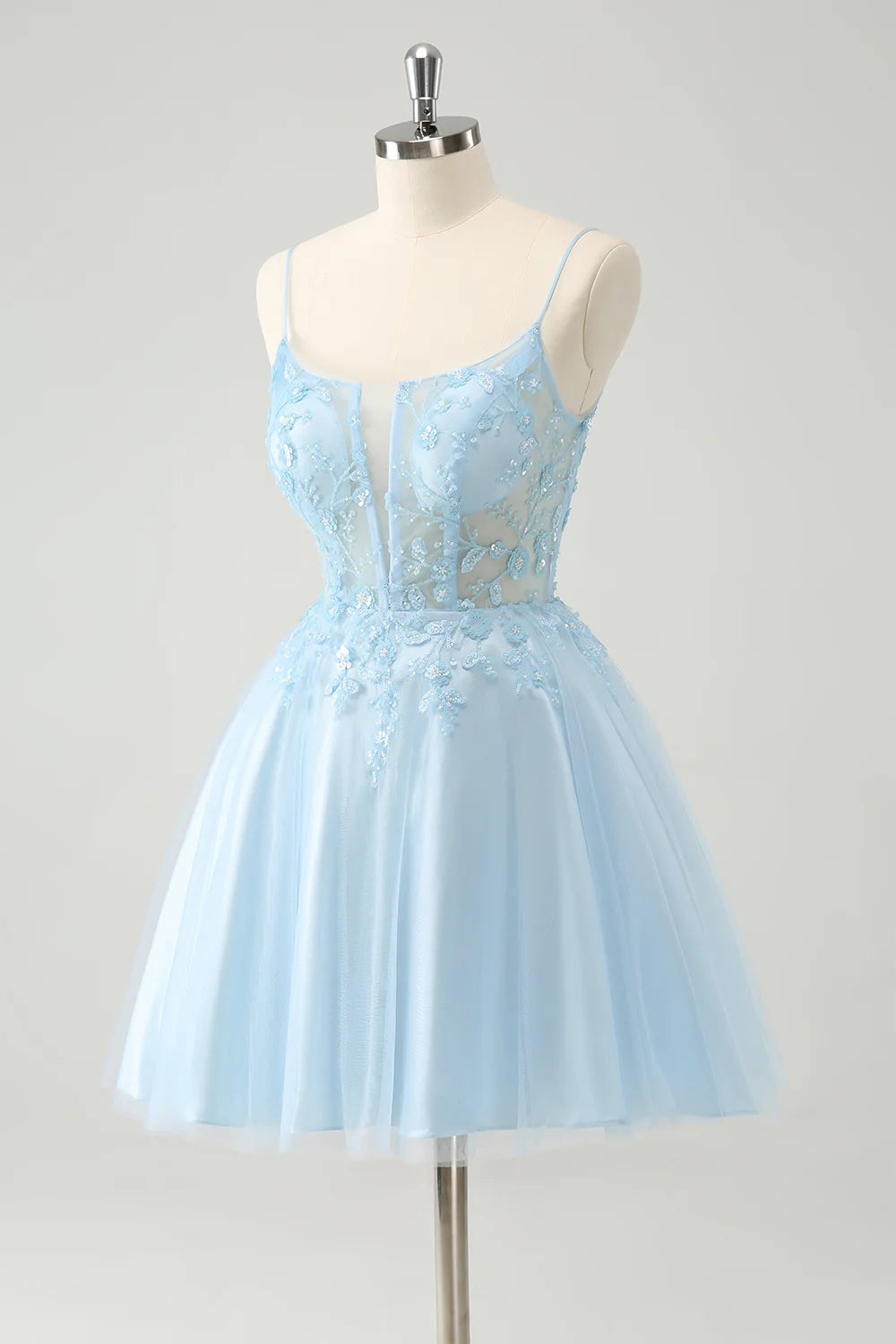 A Line Sequins Corset Short Homecoming Dress with Lace Up Back