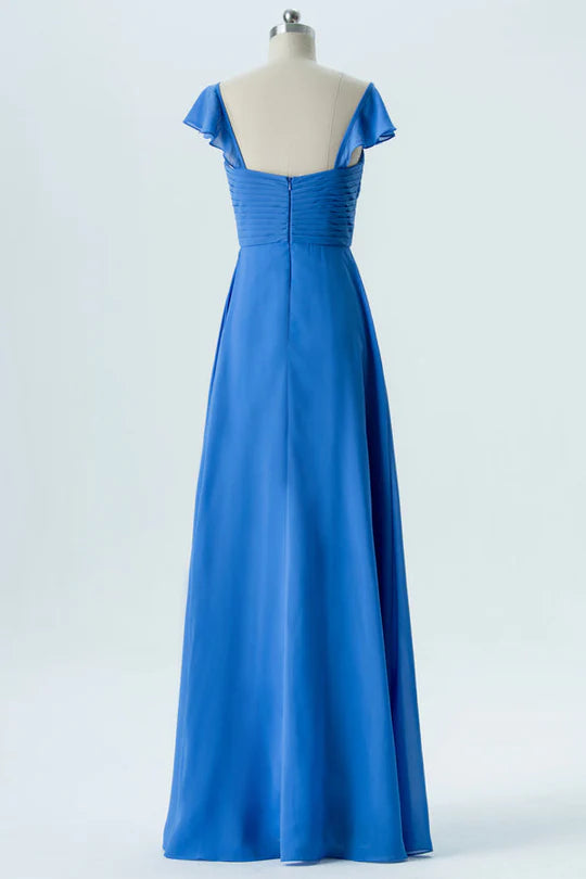 Chiffon Sweetheart Bridesmaid Dress with Cap Sleeves