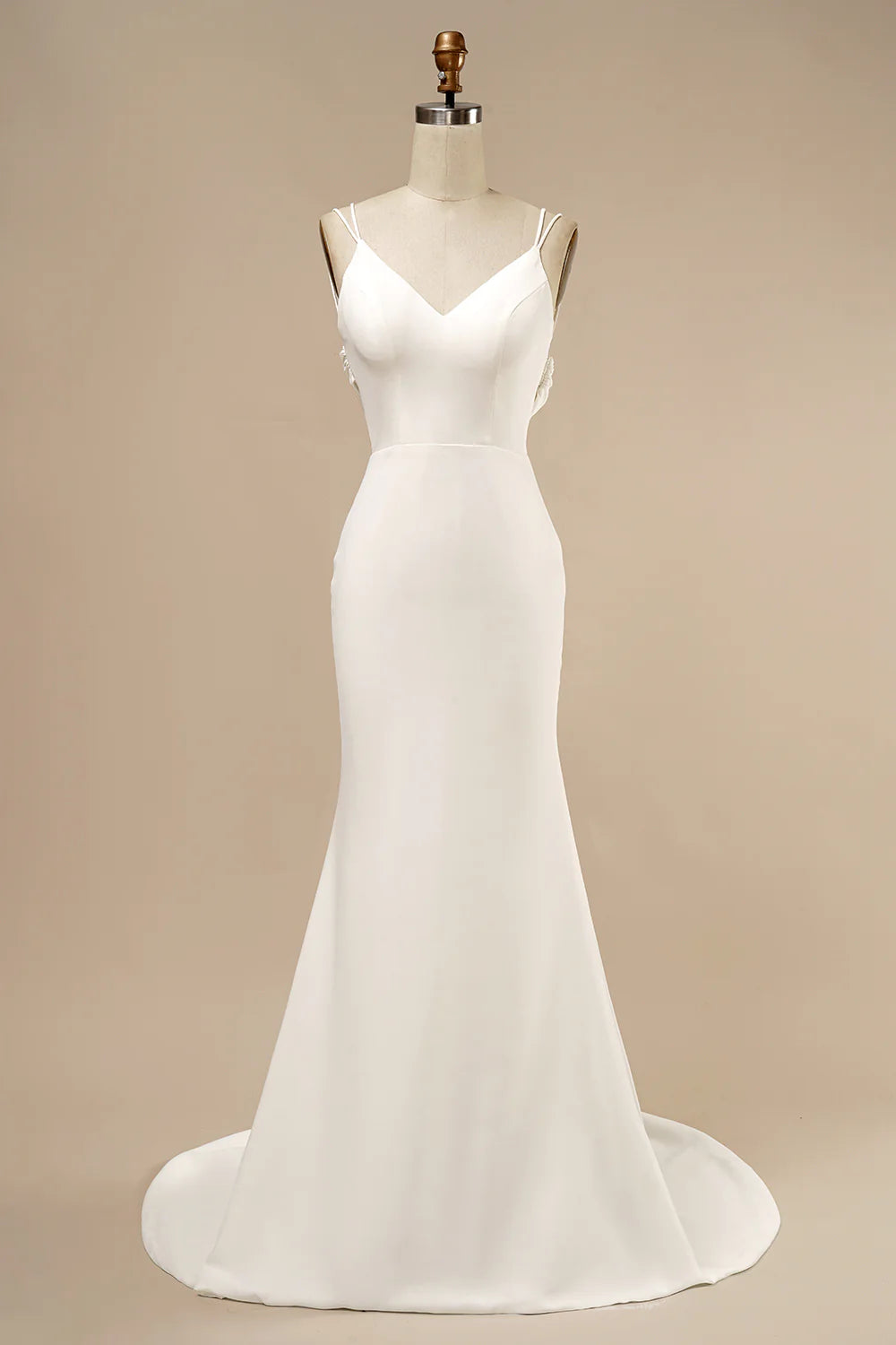 White Mermaid Boho Wedding Dress with Ruffles