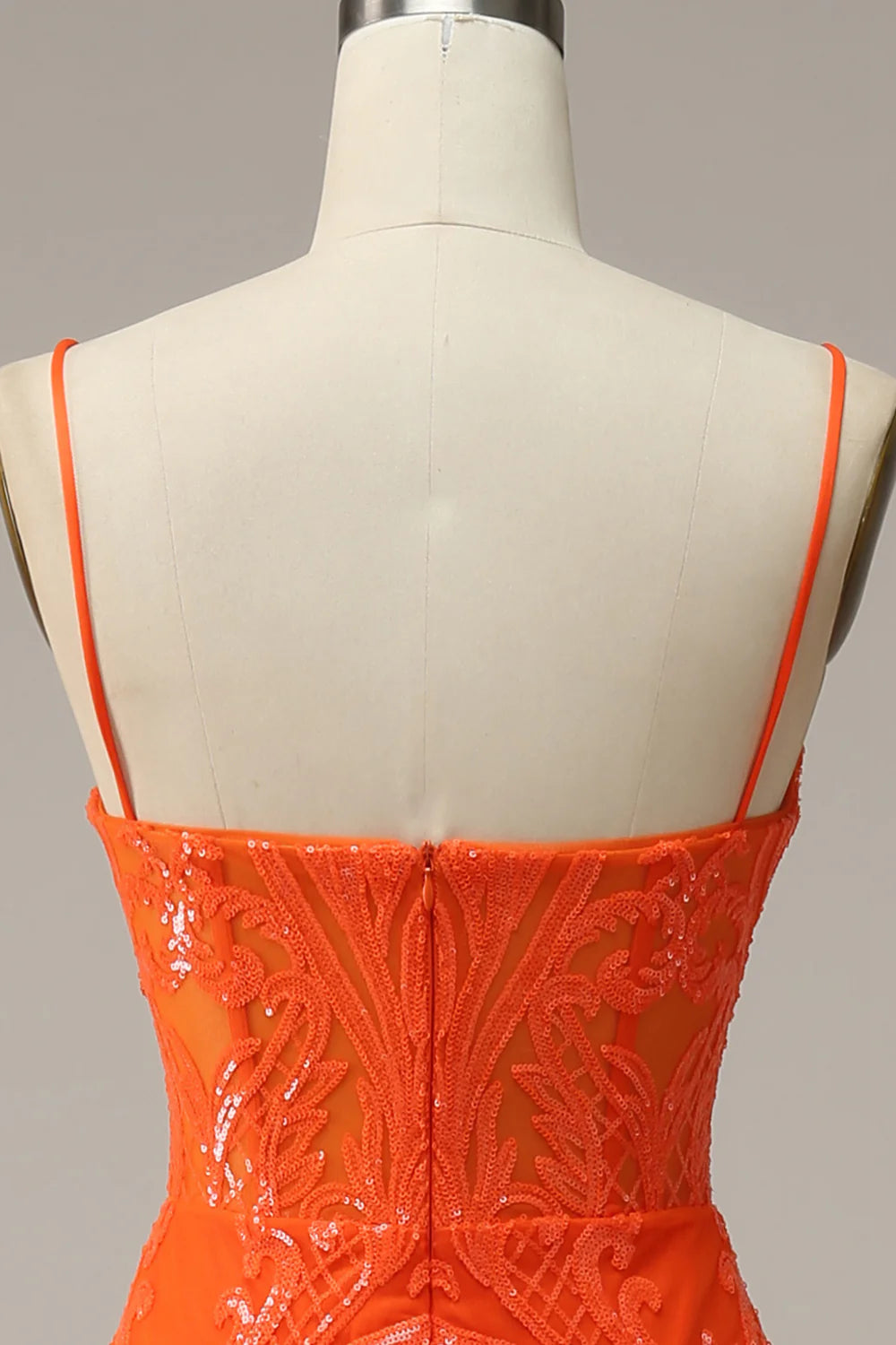 Elegant Mermaid Italian Noodle Strap Orange Split Long Ball Dress