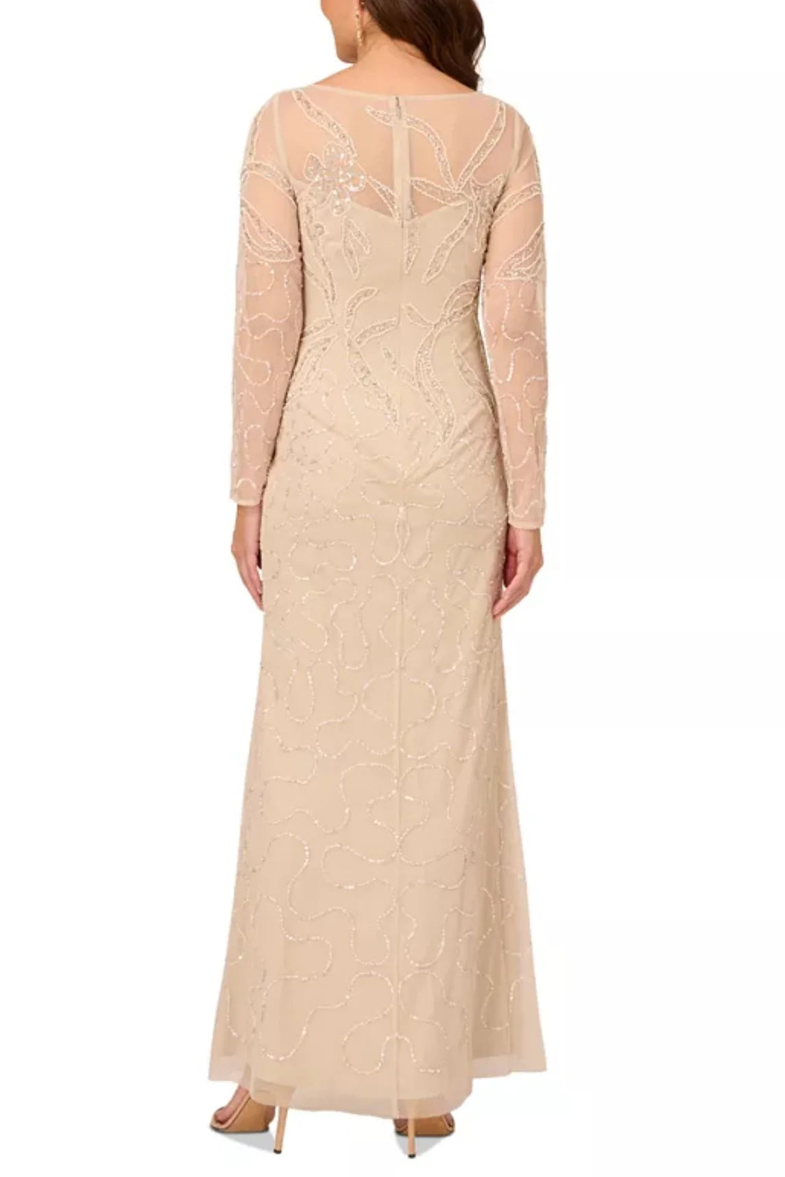 Adrianna Papell Women's Beaded Long-Sleeve Prom Dresses