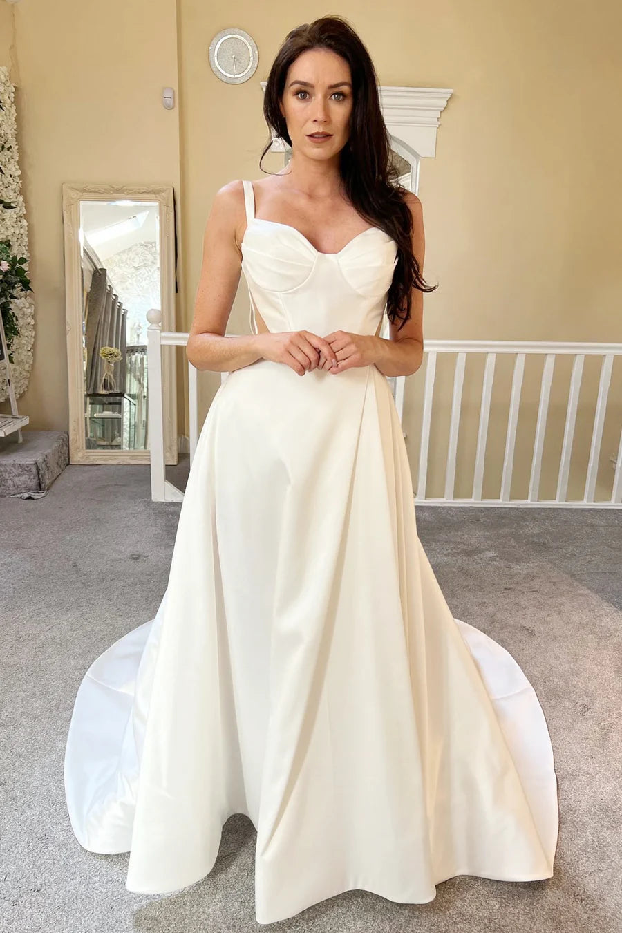 Sweetheart Cutout A-Line Long Wedding Dress with Slit