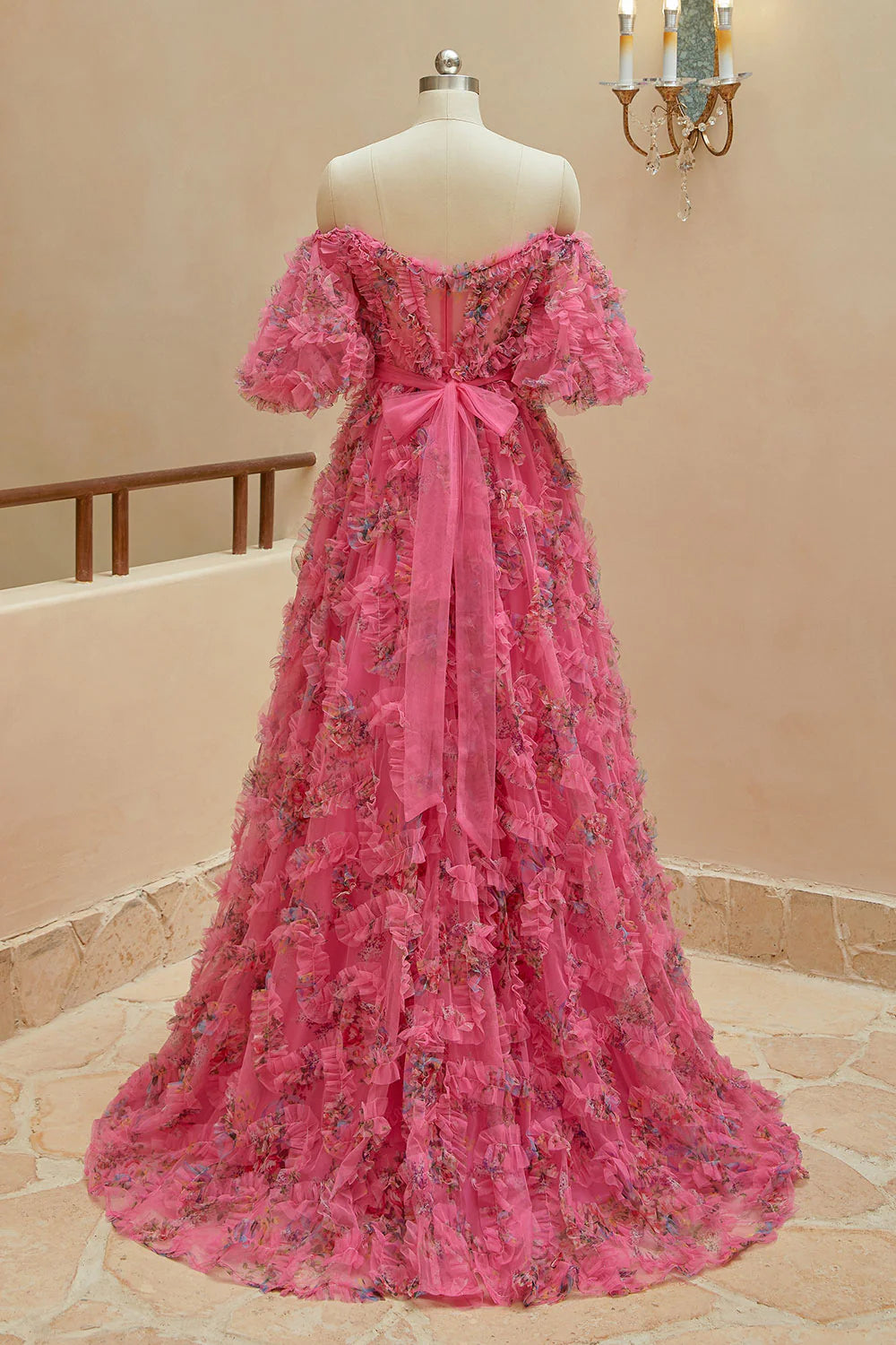 A-line Sweet Printed Chiffon Ball Party Dress