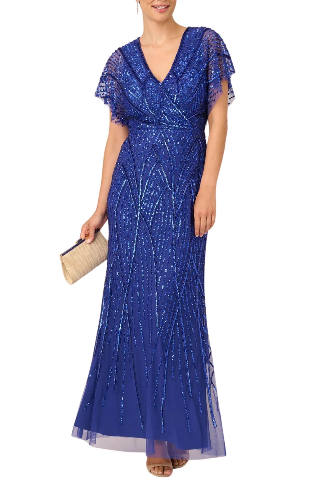 Adrianna Papell Mermaid With Dolman Sleeves Gown Mother of the Bride Dresses