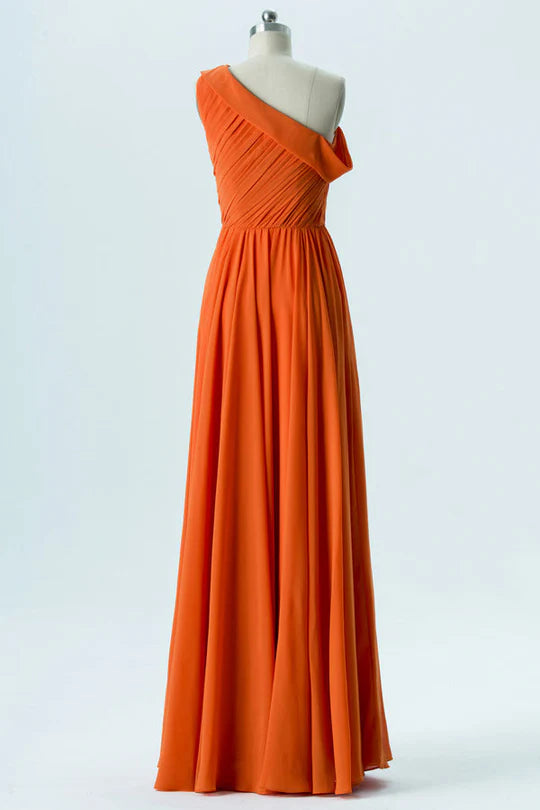 Chiffon One-Shoulder Bridesmaid Dress