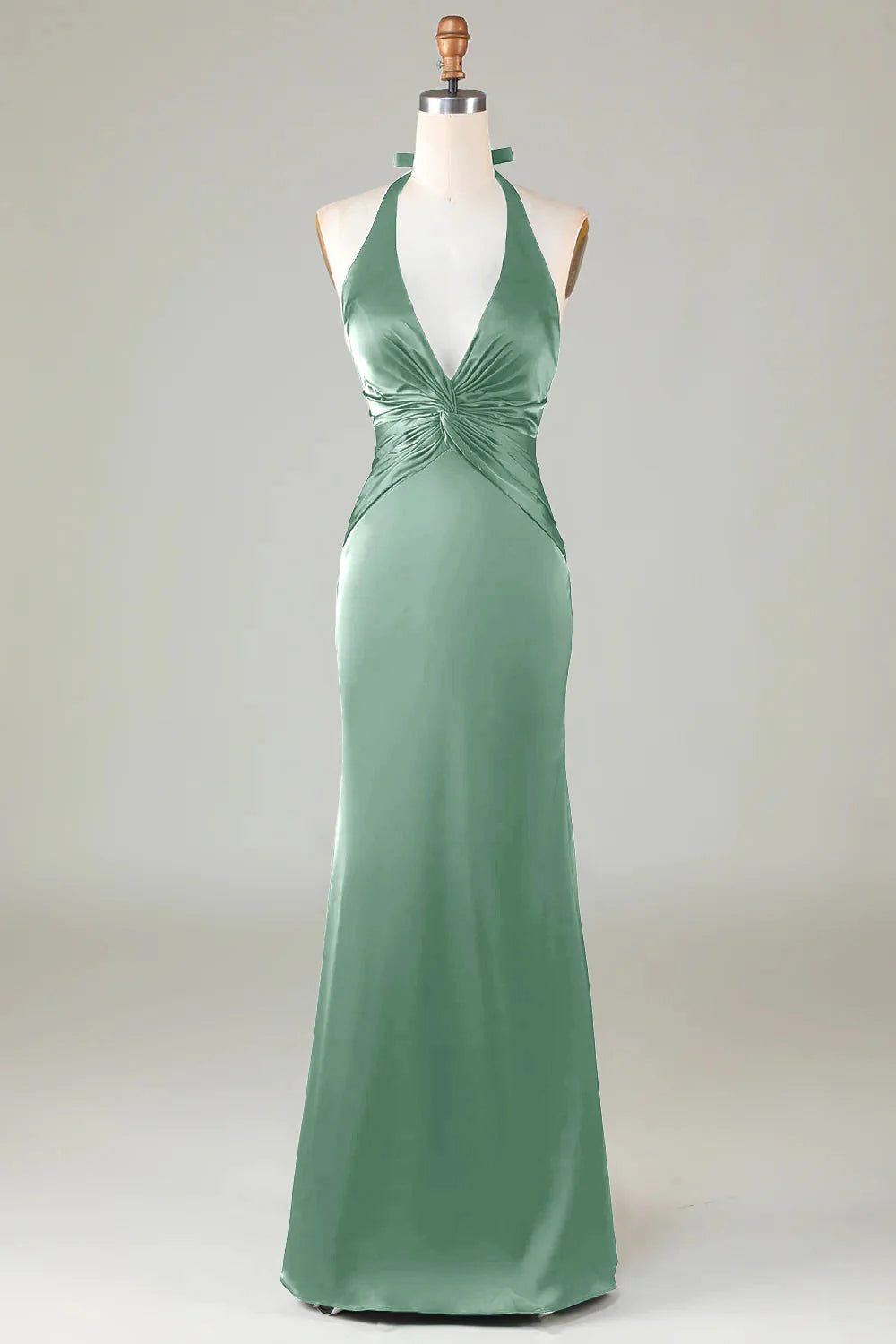 OKBBN Elegant Mermaid Strap Satin Long Evening Dress
