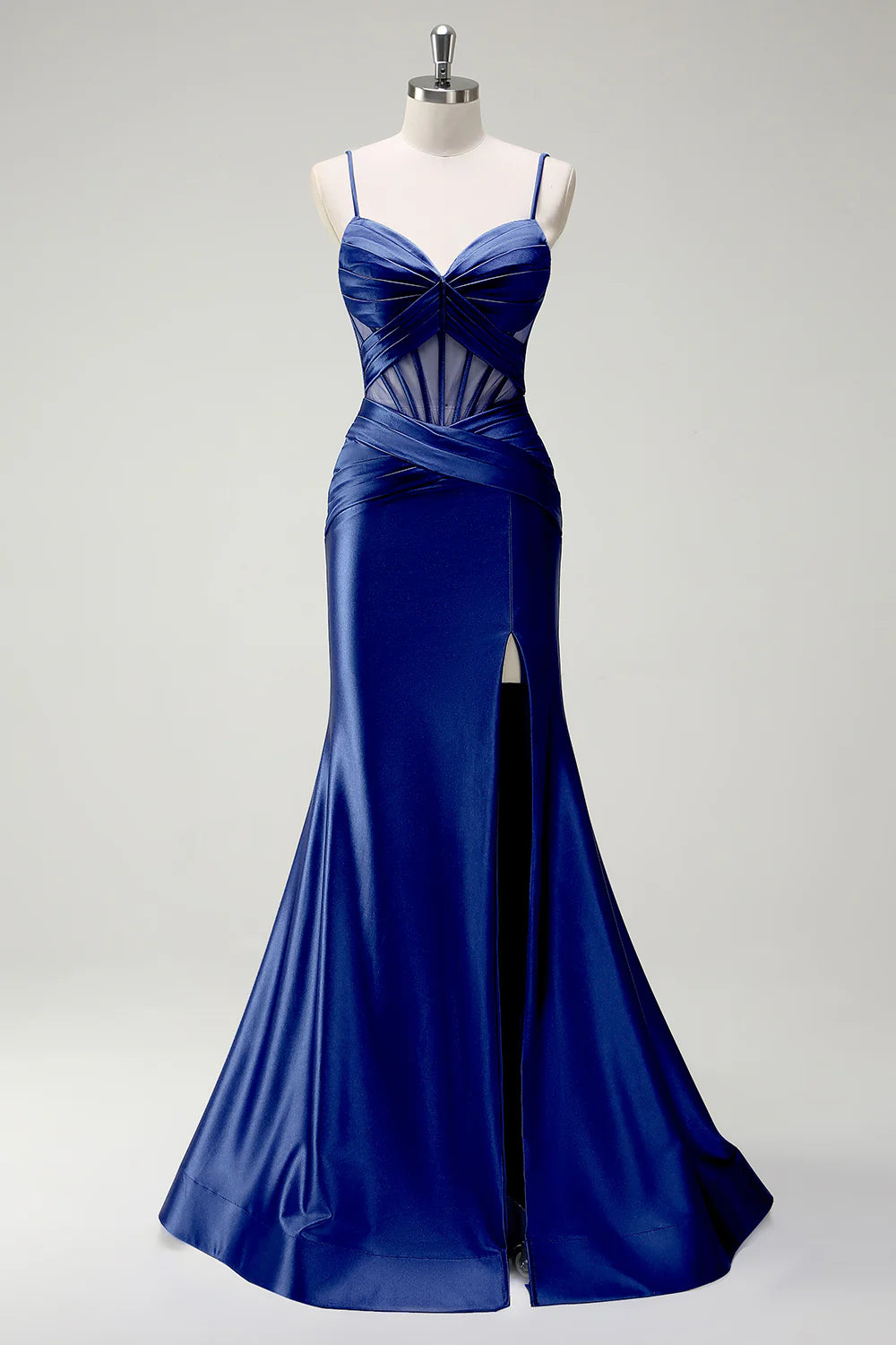 OKBBN mermaid slim shoulder strap long satin sleeveless evening gown