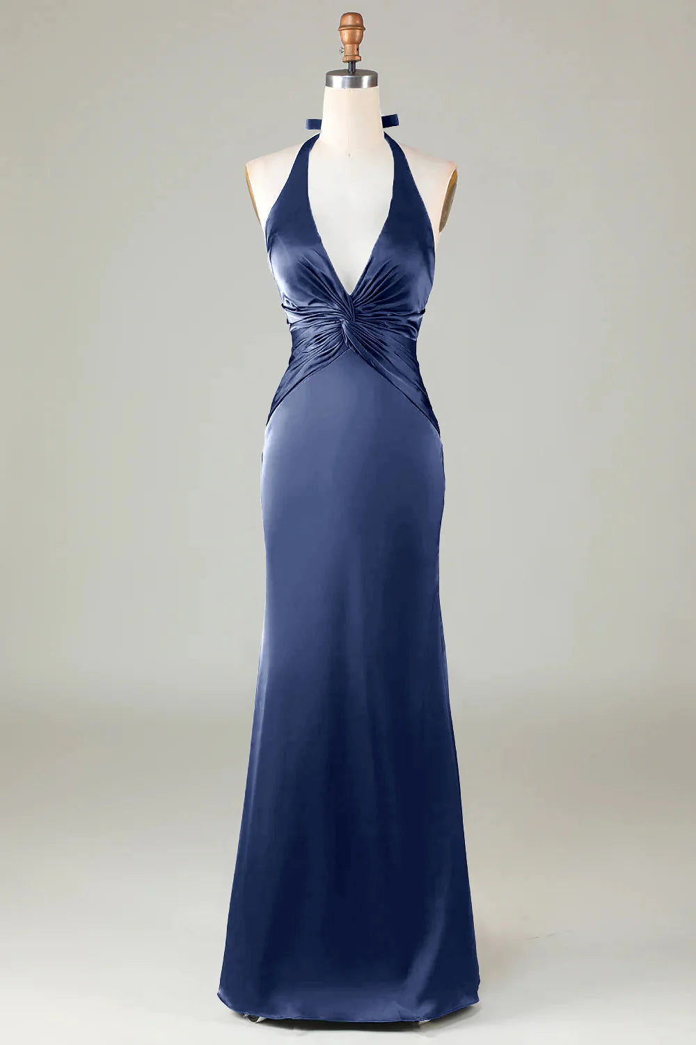 OKBBN Elegant Mermaid Strap Satin Long Evening Dress