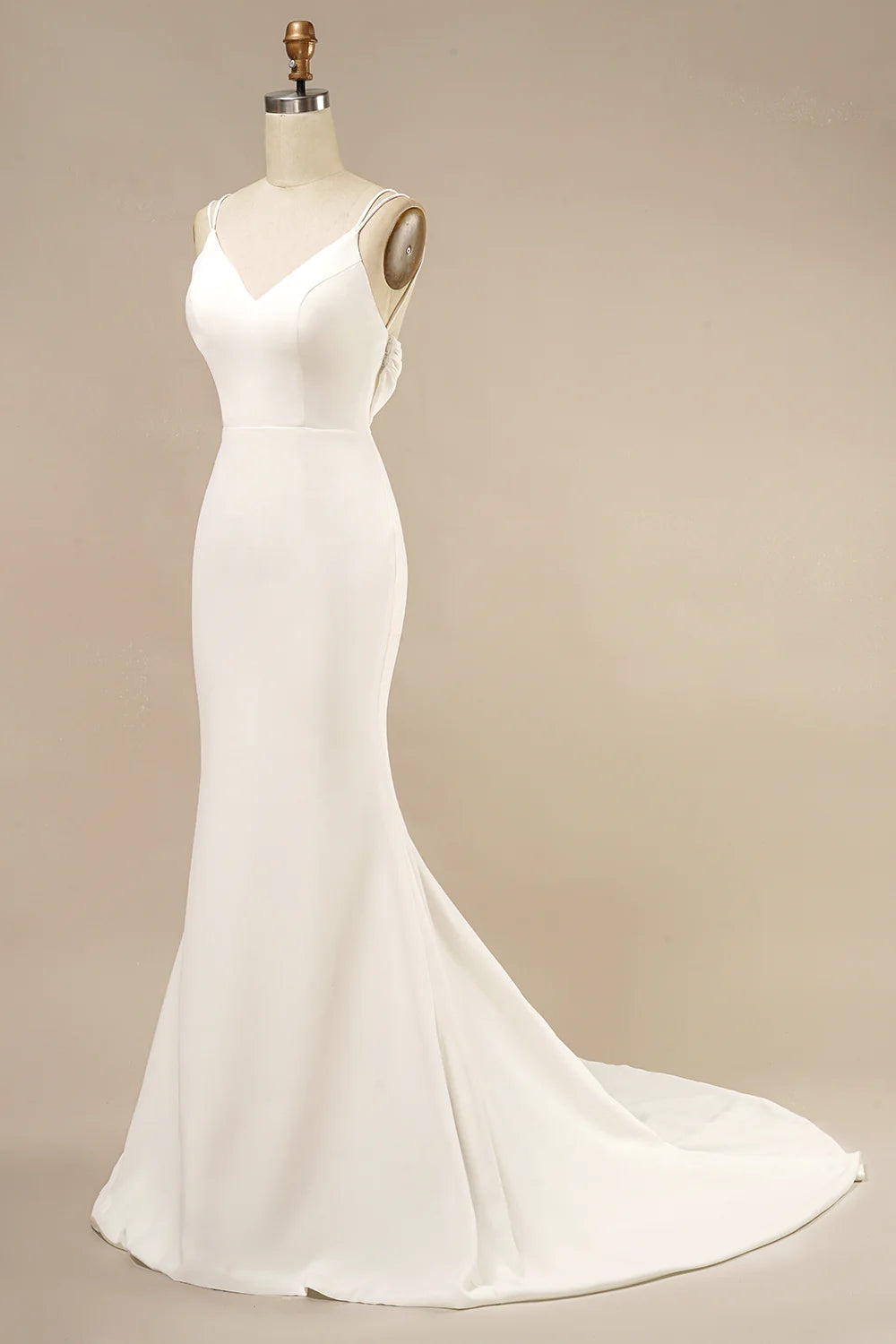 White Mermaid Boho Wedding Dress with Ruffles