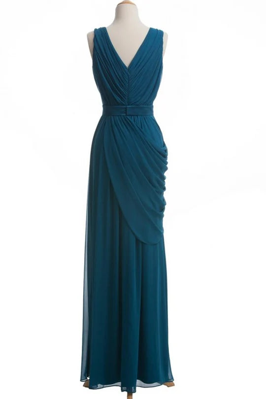 Chiffon V-Neck Sleeveless Bridesmaid Dress