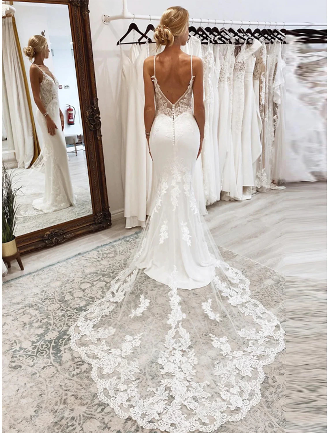 Reception Formal Wedding Dresses Mermaid Trumpet Camisole Sleeveless Court Train Tulle Bridal Suits Bridal Gowns With