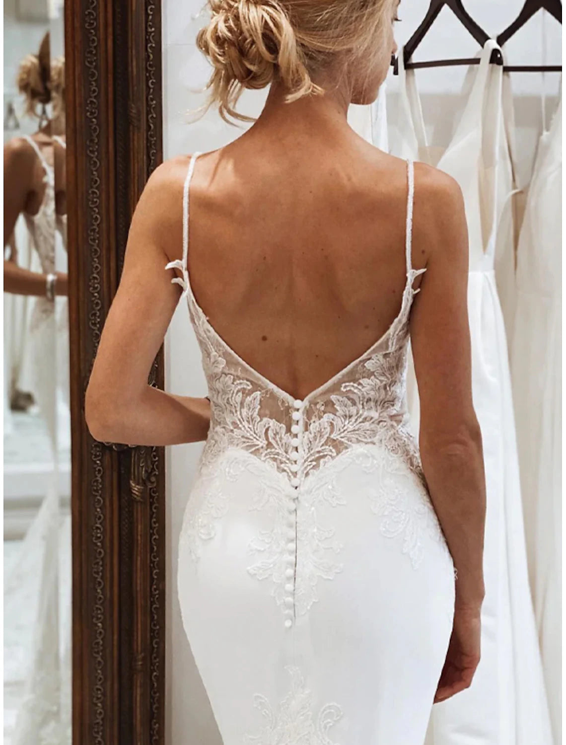 Reception Formal Wedding Dresses Mermaid Trumpet Camisole Sleeveless Court Train Tulle Bridal Suits Bridal Gowns With