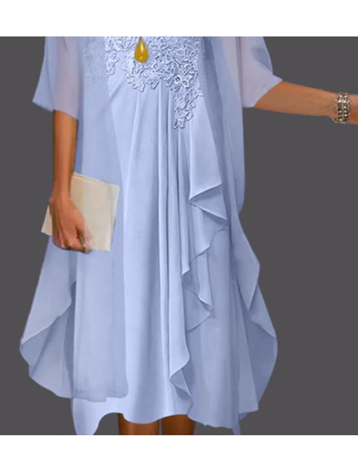 Two Piece A-Line Mother of the Bride Dress Wedding Guest Elegant Scoop Neck Knee Length Chiffon Lace Sleeveless Jacket Dresses
