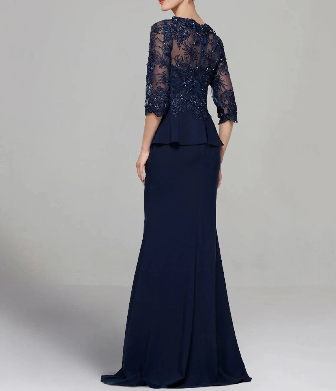 Sheath / Column Dress Mother of the Bride Dress Elegant V Neck Floor Length Stretch Chiffon 3/4 Length Sleeve with