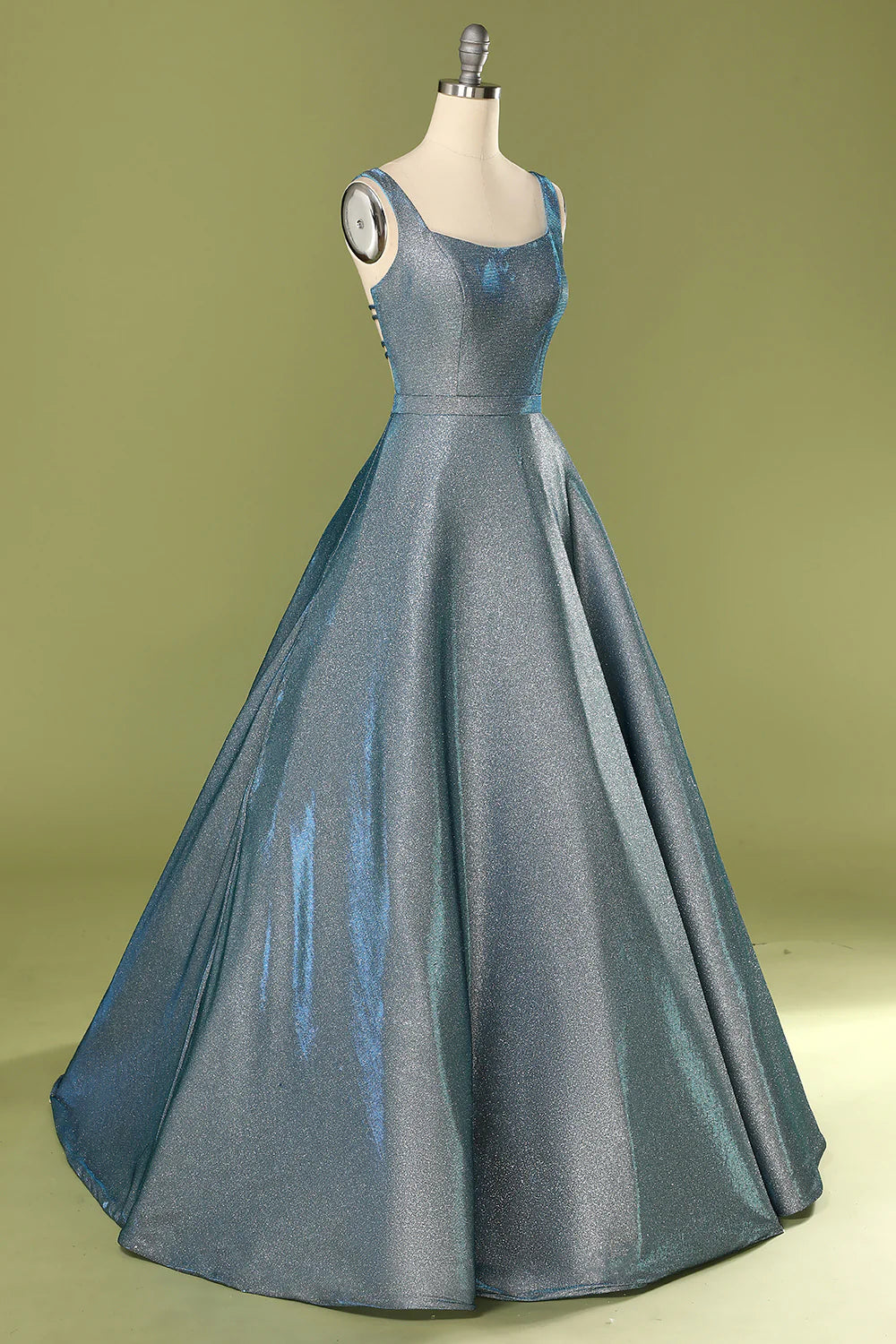 Bright blue elegant sexy backless ball dress