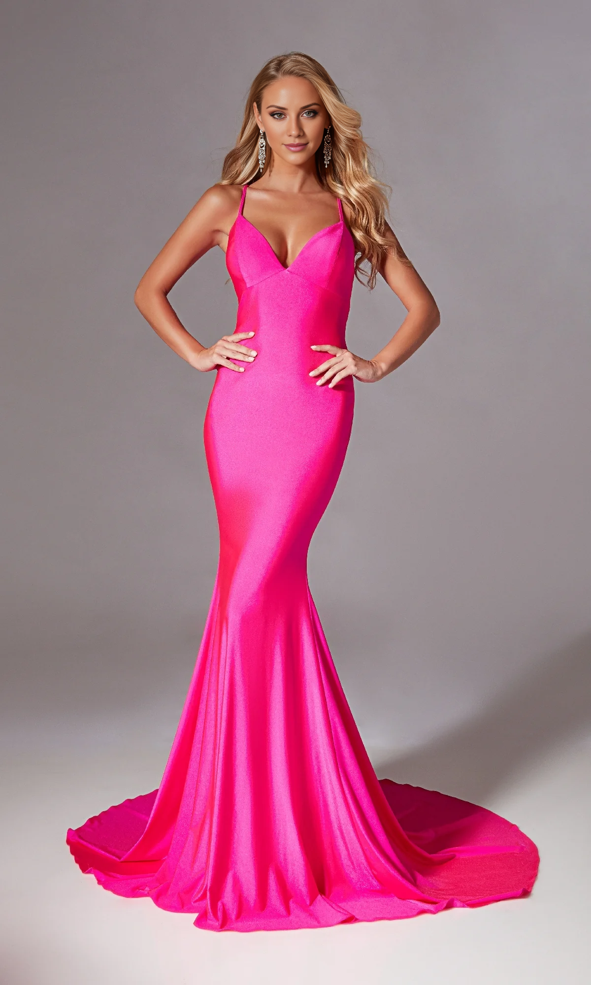 OKBBN's charming lace up long mermaid dance dress
