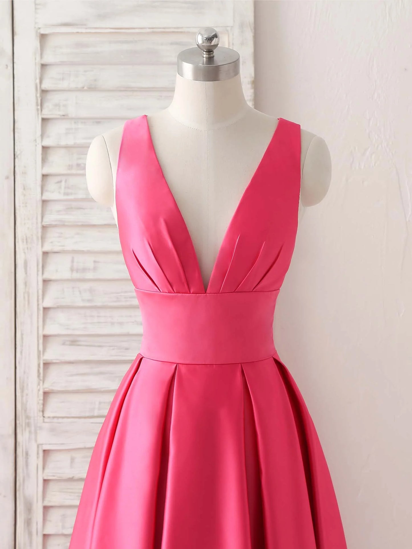 V Neck Long Prom Dress Backless Evening Dress