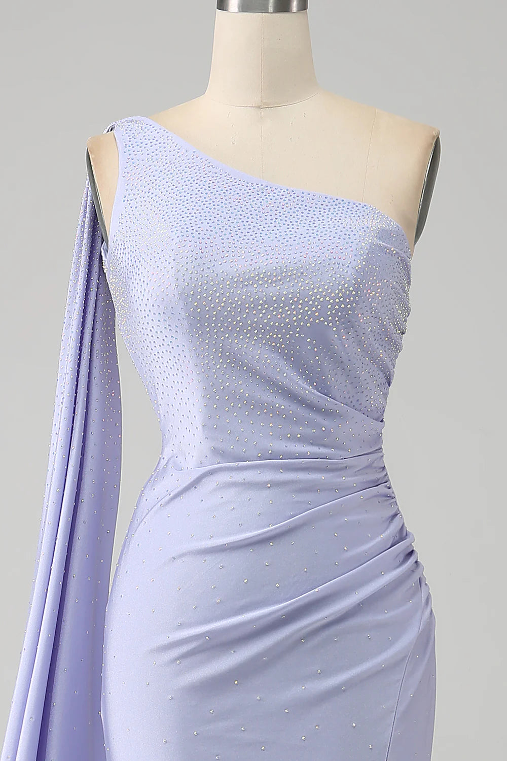 Slim fit mermaid lilac one shoulder slit long ball dress