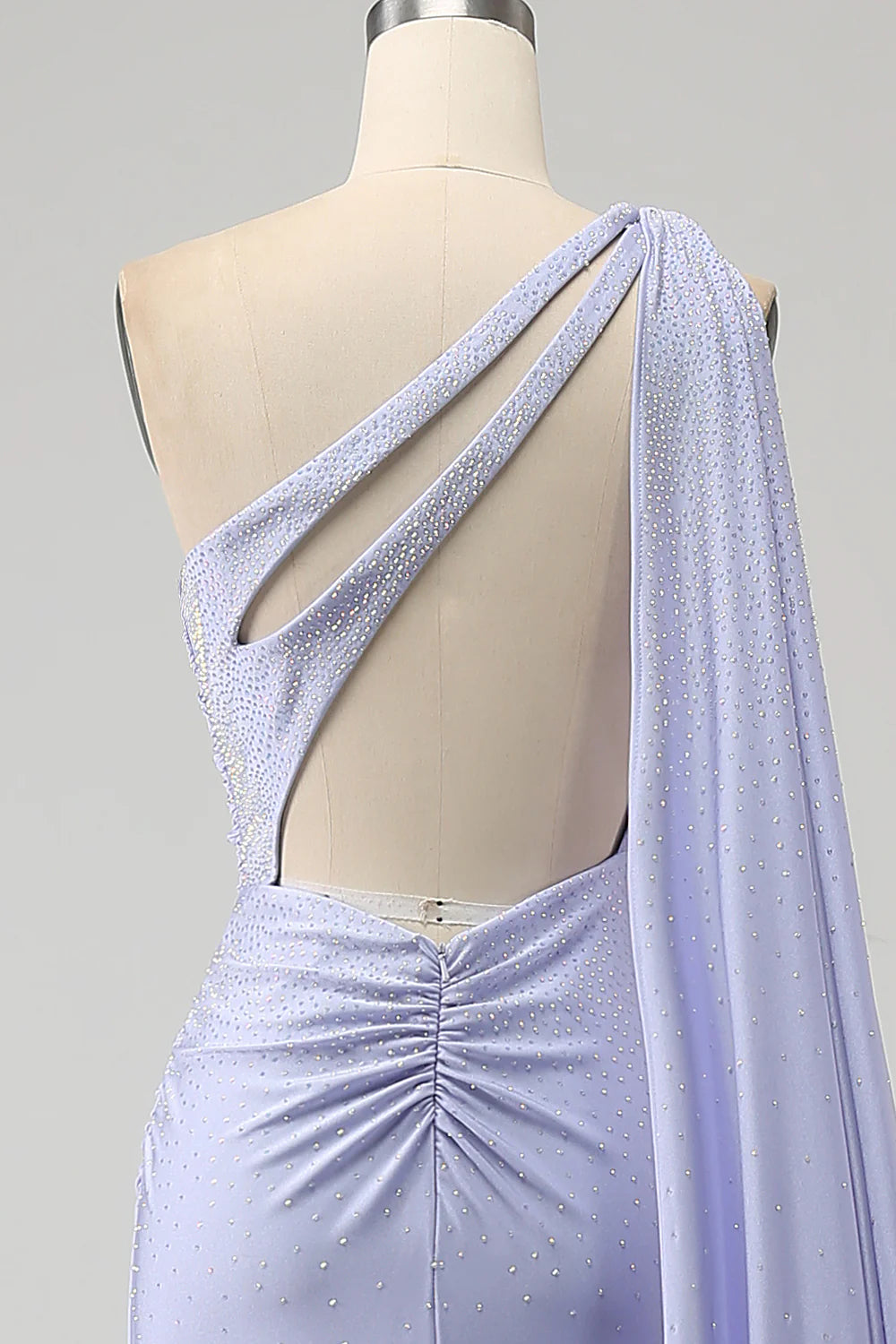 Slim fit mermaid lilac one shoulder slit long ball dress