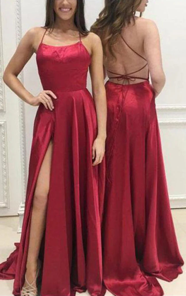 OKBBN fine shoulder strap satin chiffon long formal ball dress