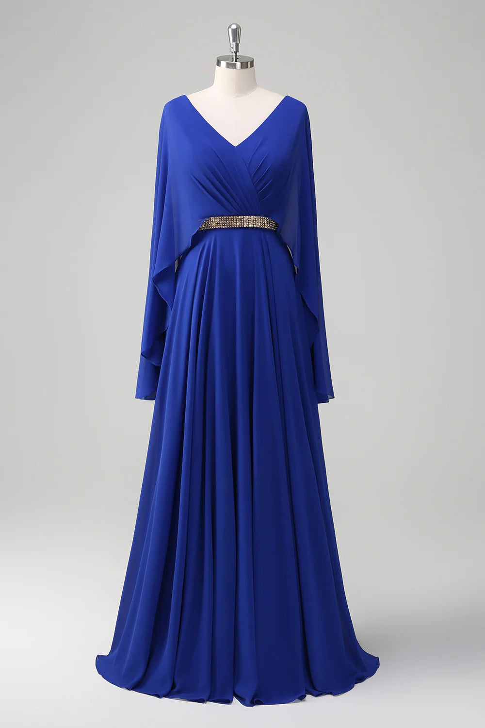 OKBBN A-line V-neck pleated long bridal mother gown