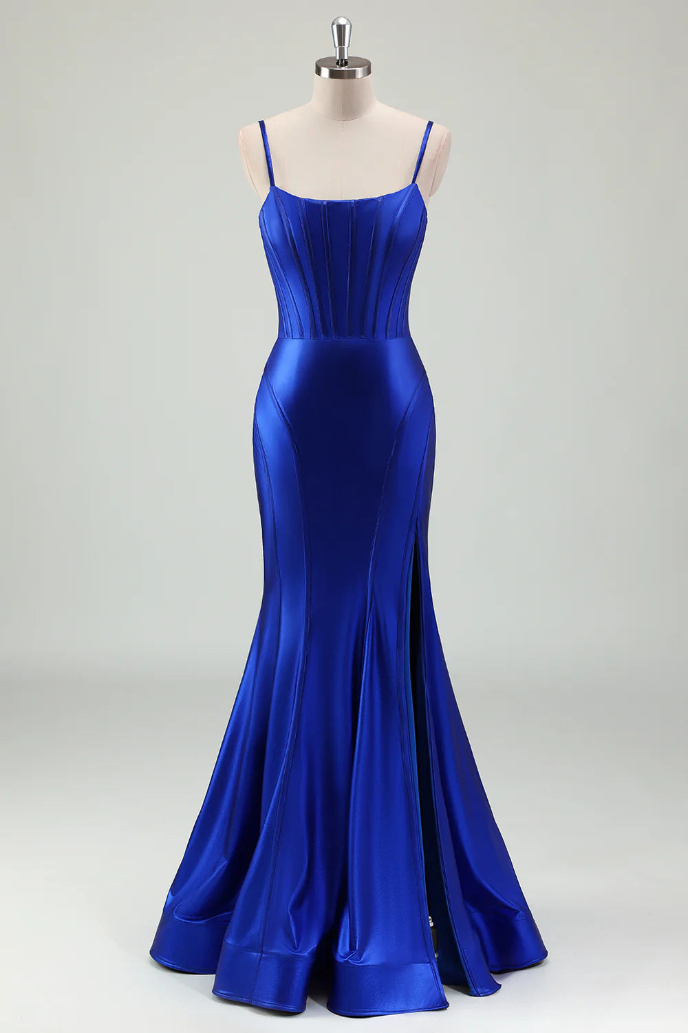 OKBBN mermaid slim shoulder strap backless tight corset long slit evening gown