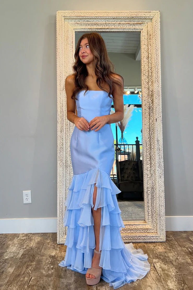 OKBBN Fairy Cute Tight Off Shoulder Layered Split Ball Dress