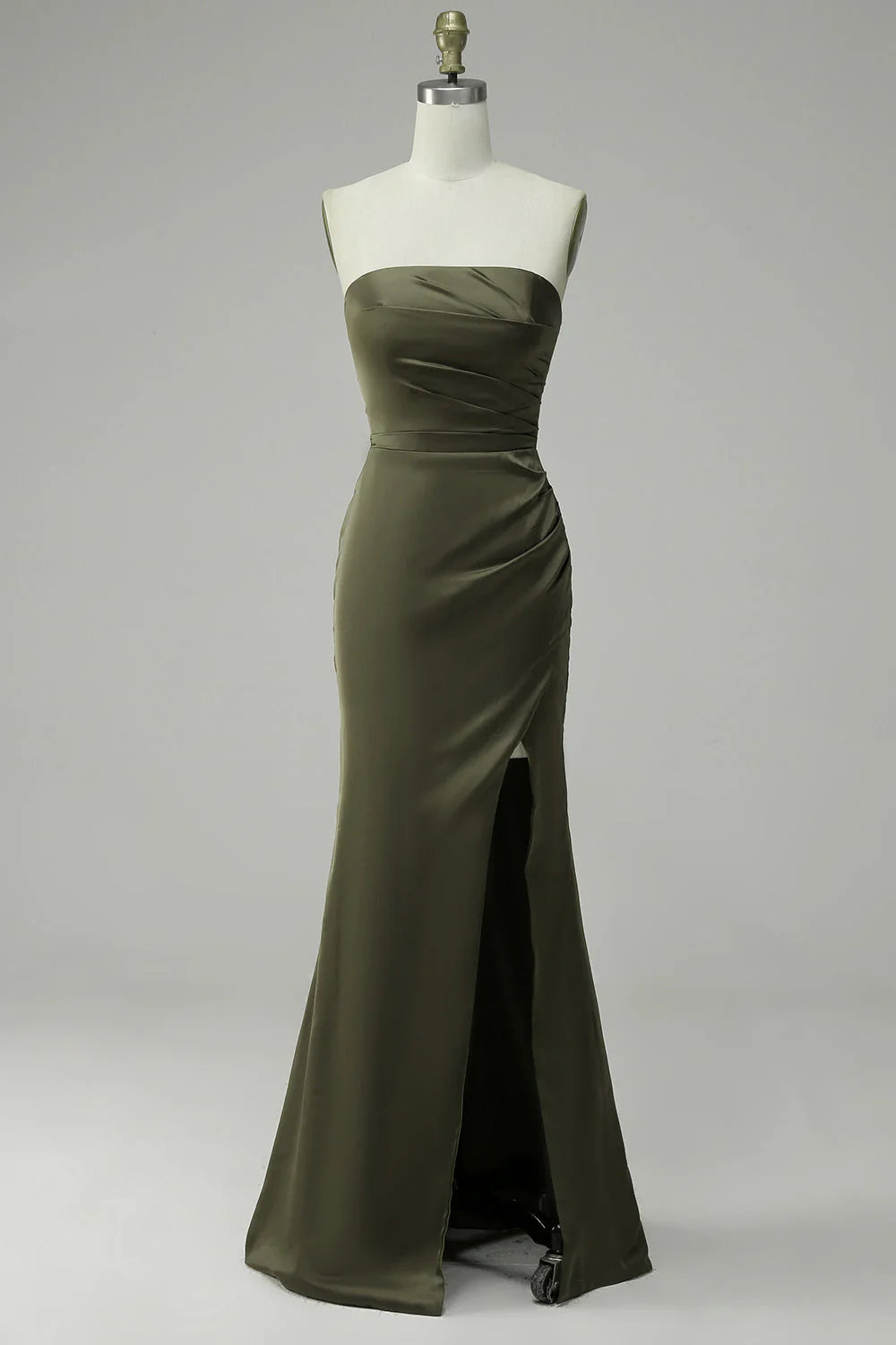 OKBBN off shoulder slit satin evening gown