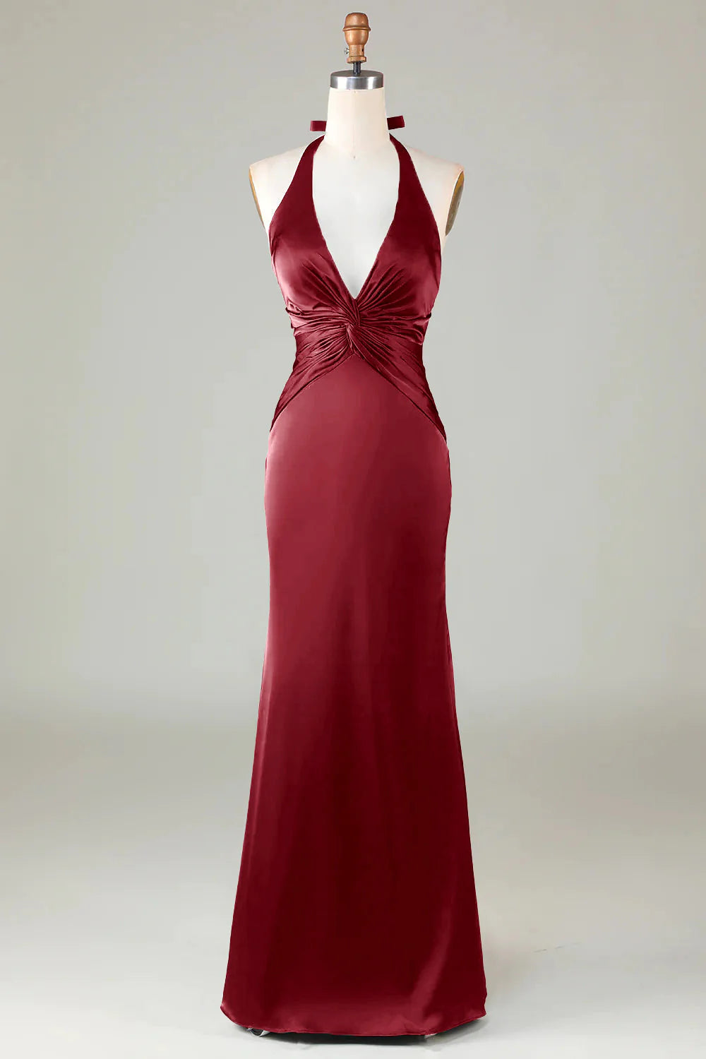 OKBBN Elegant Mermaid Strap Satin Long Evening Dress