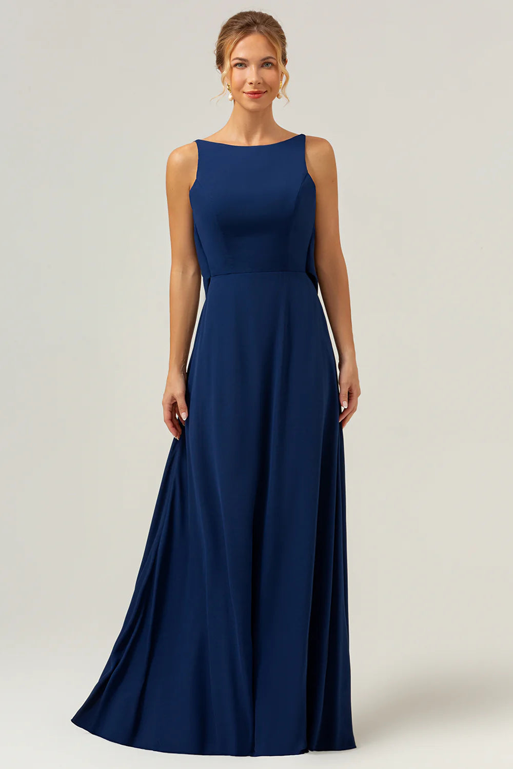 OKBBN Mermaid Backless Long Chiffon Sleeveless Bridal Mother Dress