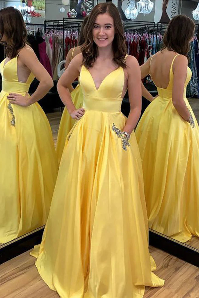 OKBBN Elegant Strap V-neck Ball Dress Formal Ball Dress