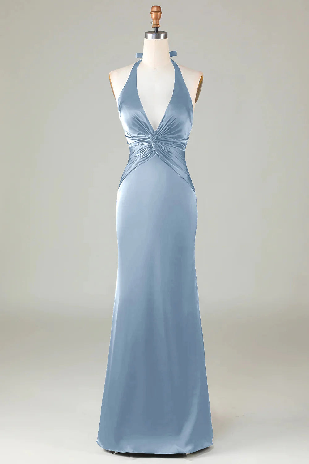 OKBBN Elegant Mermaid Strap Satin Long Evening Dress