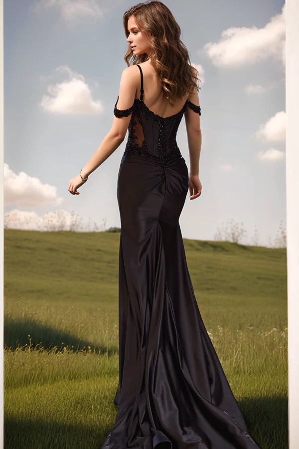OKBBN Elegant Mermaid Off Shoulder Strap Tattoo Ball Dress