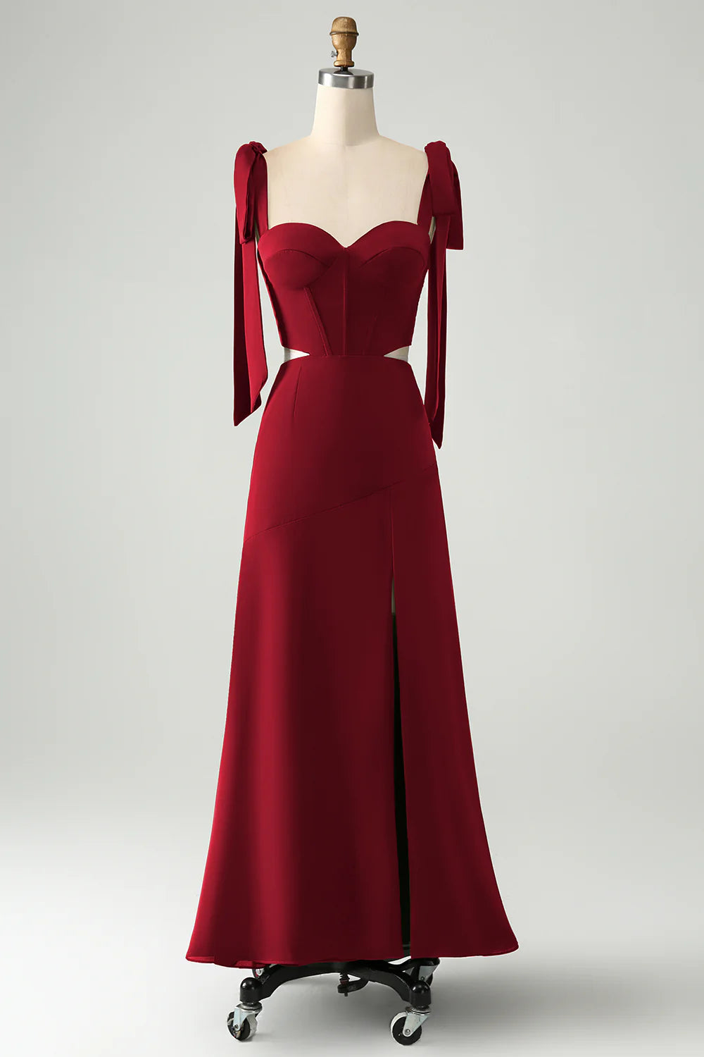 A Line Spaghetti Straps Floor Length Dress with Slit