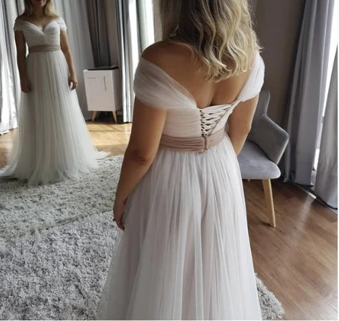 Elegant Beach Wedding Dresses Tulle Off Shoulder