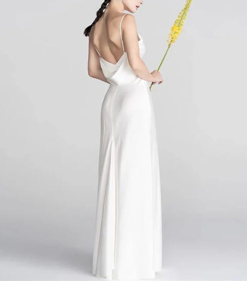 Beach Slip Wedding Dresses Open Back