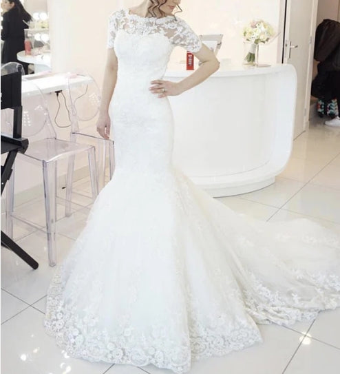 Lace Mermaid Wedding Dresses With Sleeves