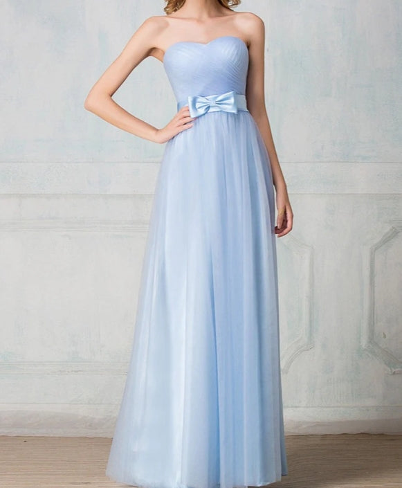 Sweetheart strapless floor-length tulle long prom dress