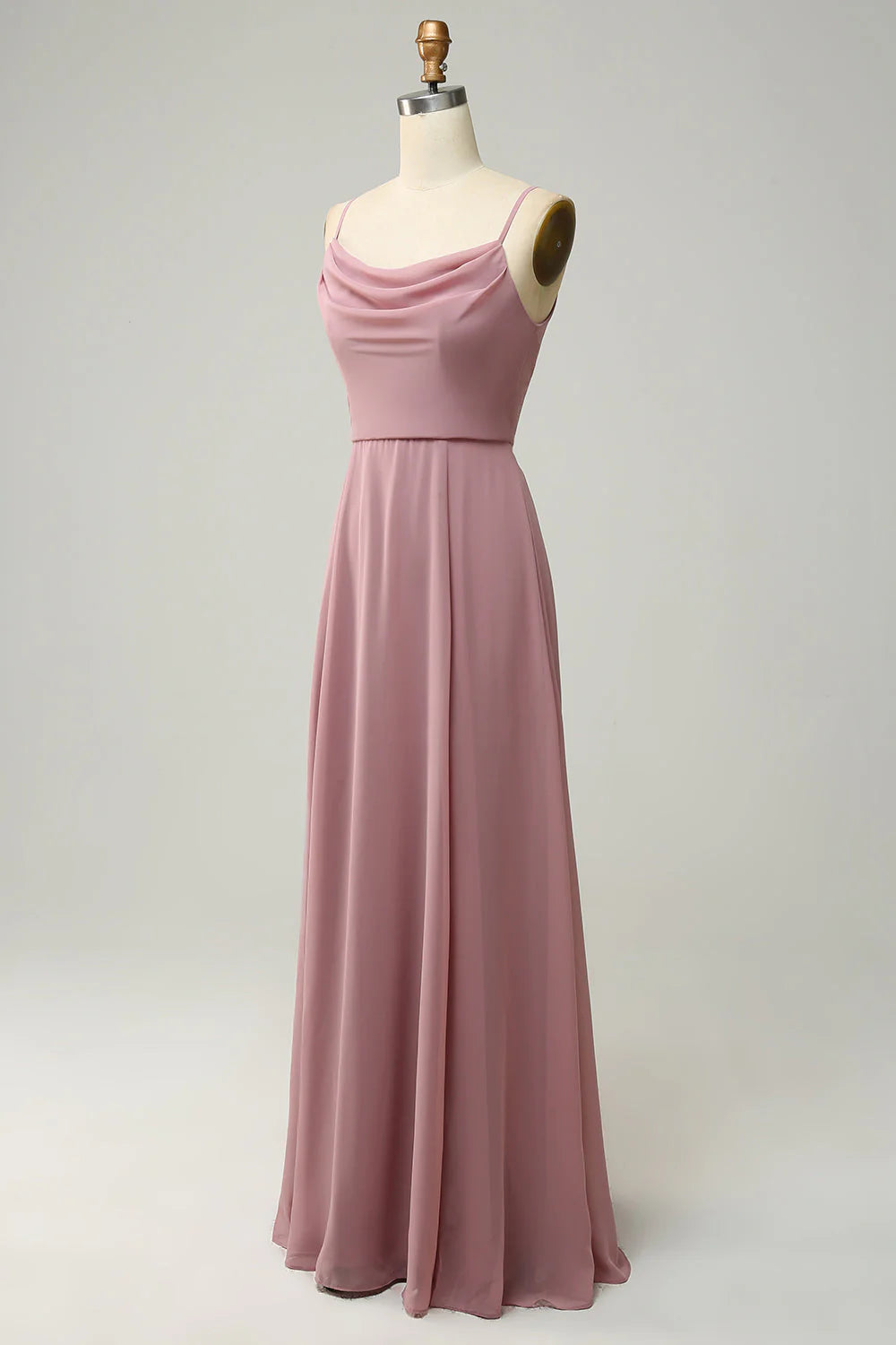 A Line Spaghetti Straps Sleeveless Chiffon Bridesmaid Dress