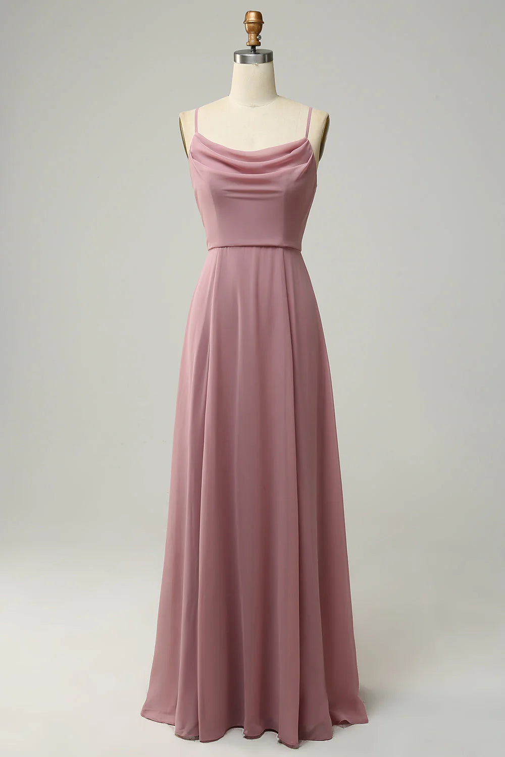 A Line Spaghetti Straps Sleeveless Chiffon Bridesmaid Dress