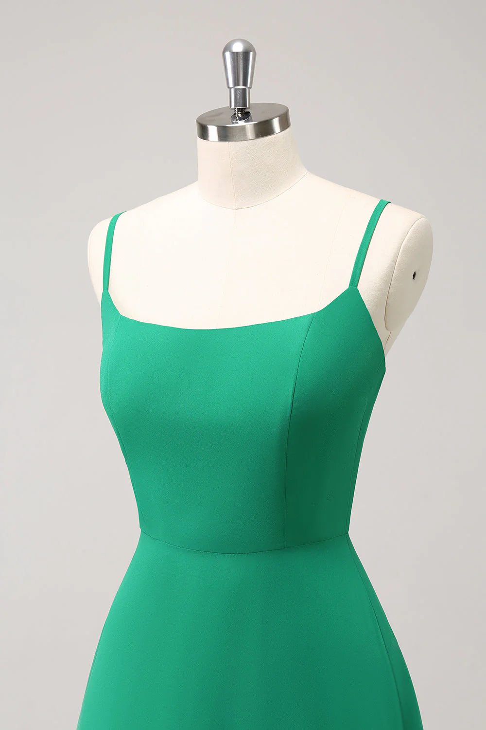 Green A Line Spaghetti Straps Bridesmaid Dress with Ruffle