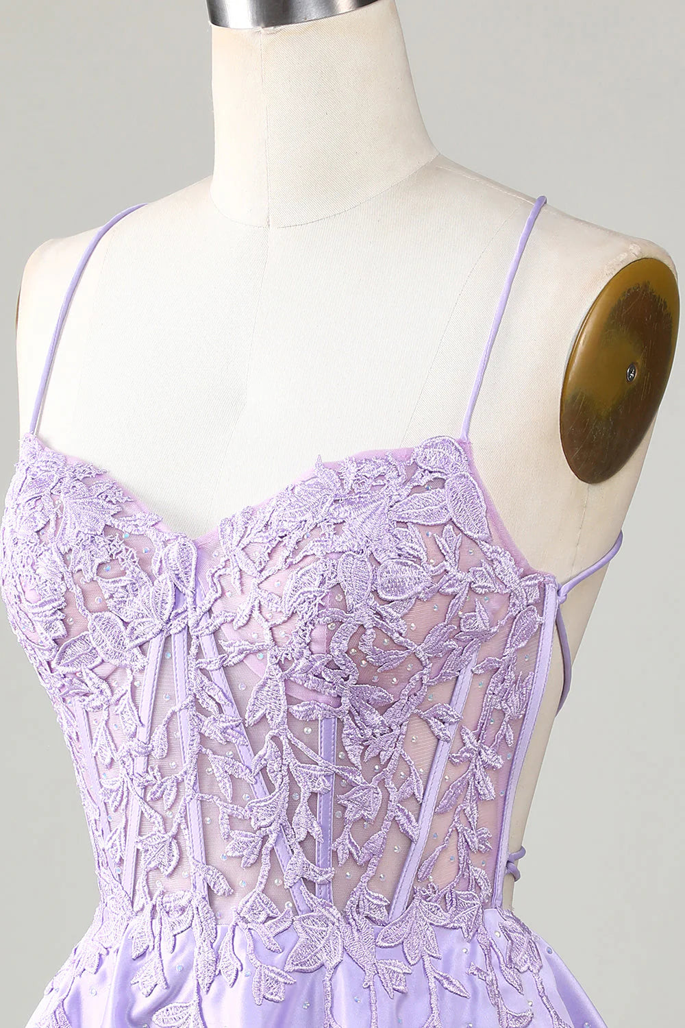 Purple Corset A-Line Satin Short Homecoming Dress