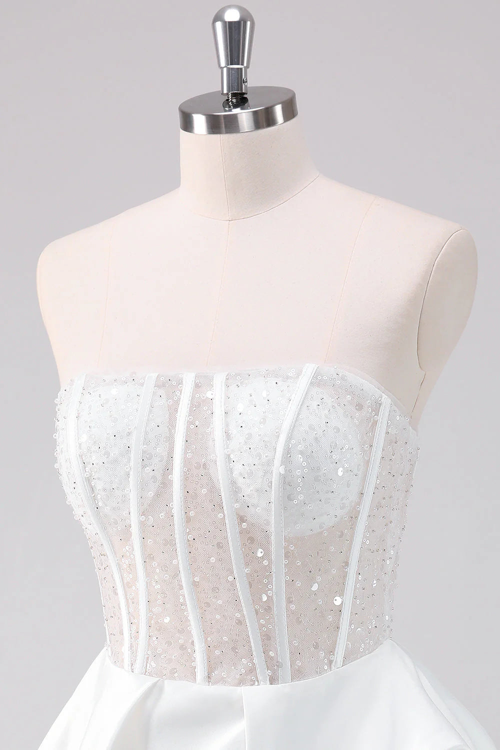 White A Line Strapless Corset Short Homecoming Dress