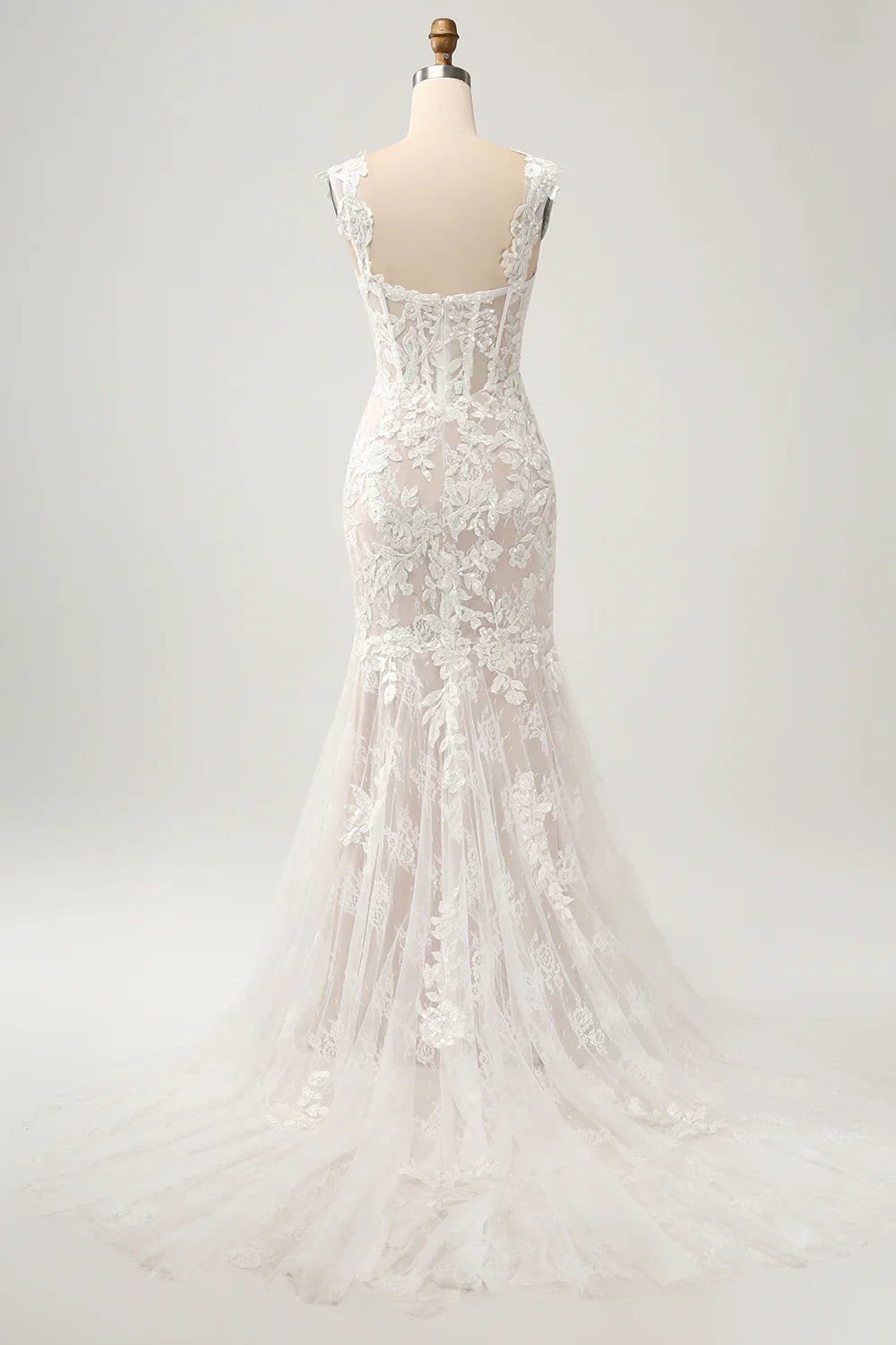 Mermaid Off the Shoulder Sweep Train Wedding Dress with Applique Lace