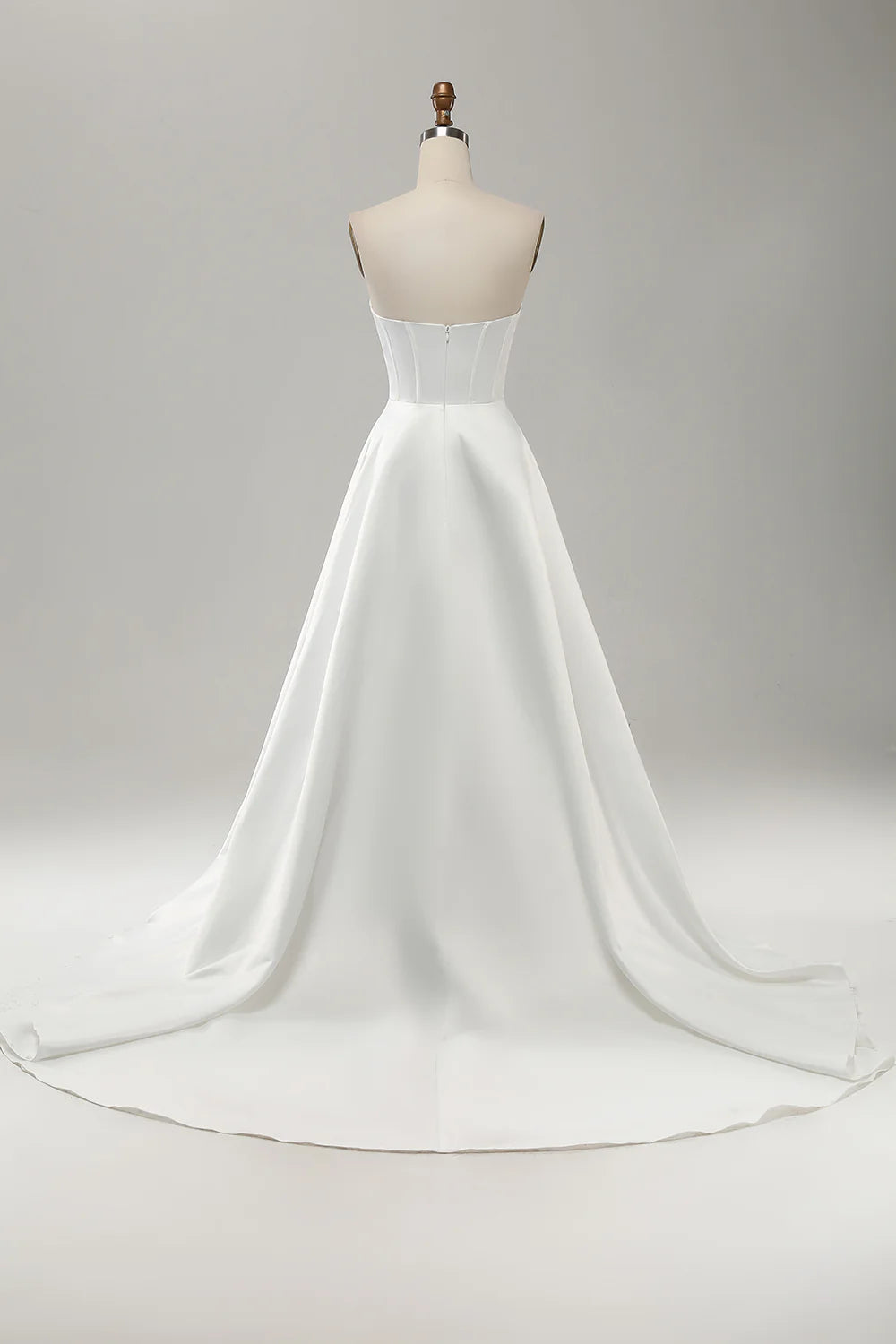 A Line Strapless Pleated Sweep Train Wedding Dress With Slit