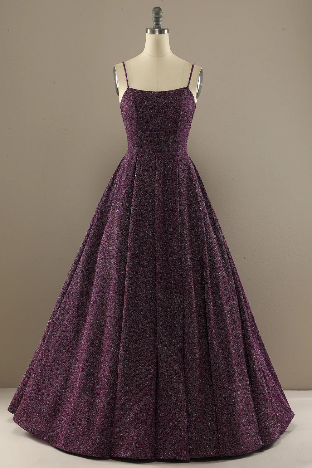 Grape colored lace up long satin formal ball dress