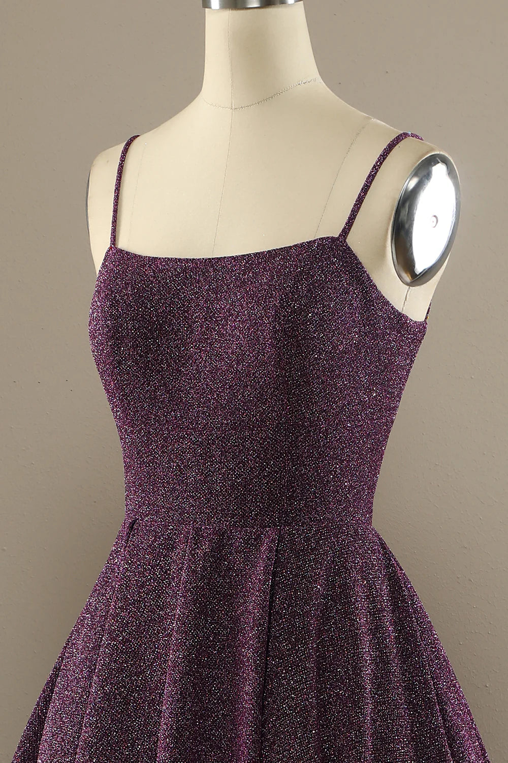 Grape colored lace up long satin formal ball dress