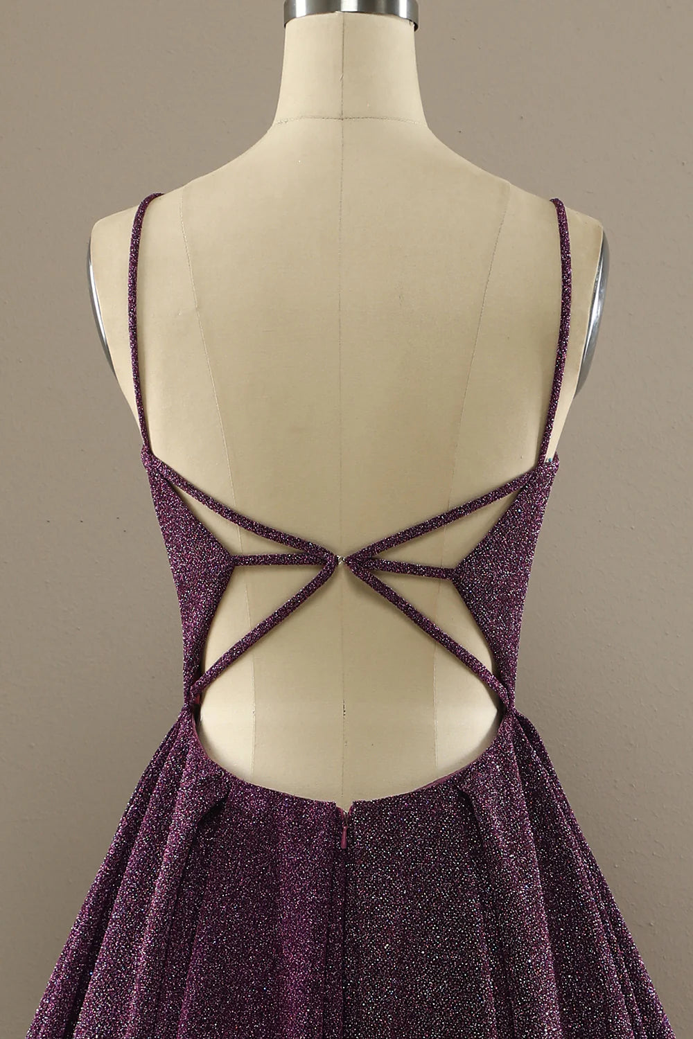 Grape colored lace up long satin formal ball dress