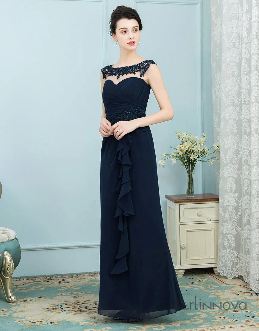 Elegant A-line Chiffon Bride Long Party, Cocktail, Ball Dress