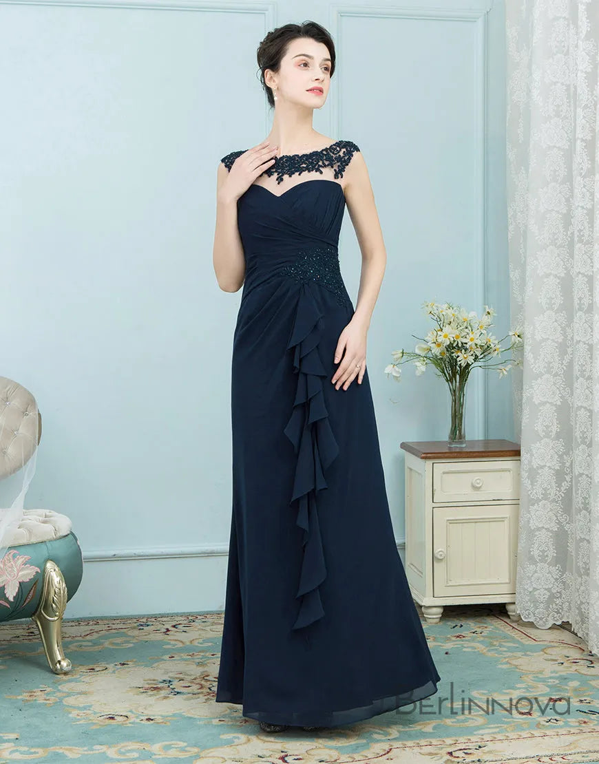 Elegant A-line Chiffon Bride Long Party, Cocktail, Ball Dress